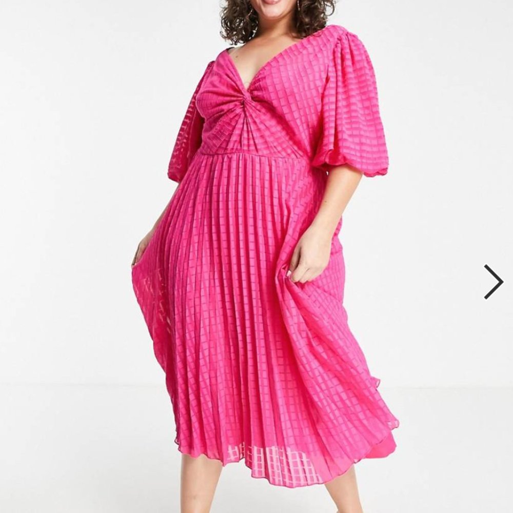 ASOS CURVE Twist Front Pleated Dress